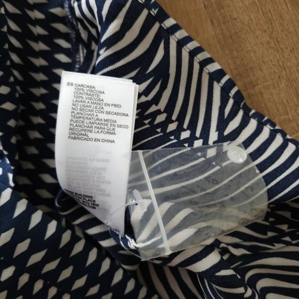 REISS blue and white long sleeve blouse - Picture 11 of 12